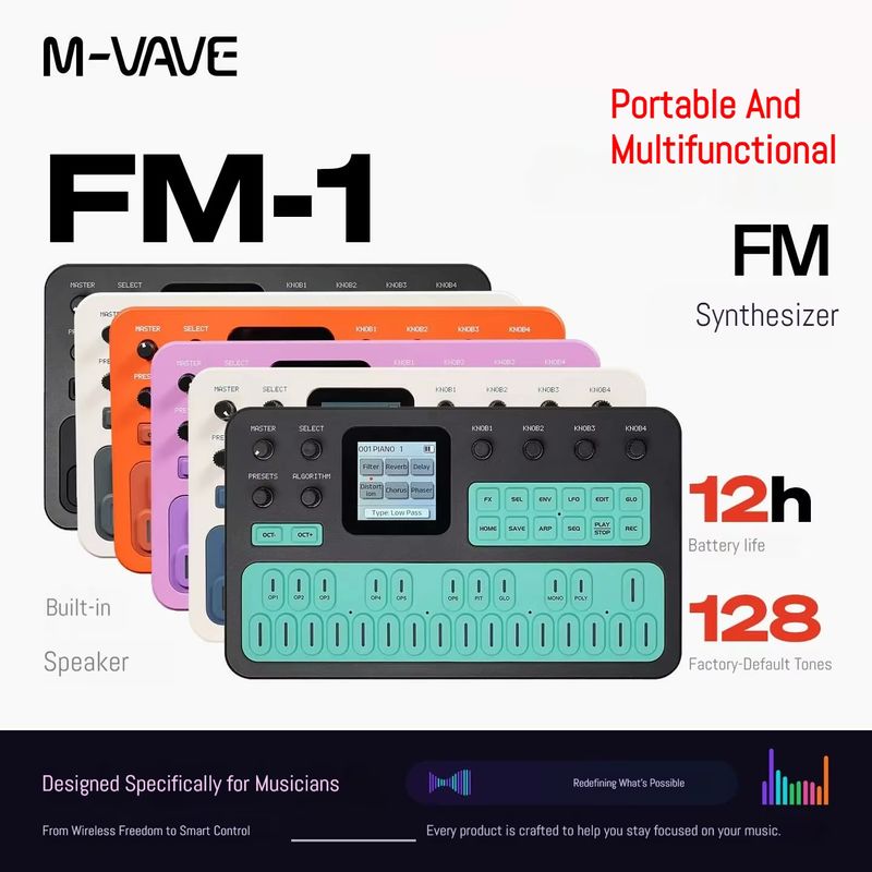 Speakers - M-VAVE Sintetizzatore Tascabile FM1 Portatile, Tastiera