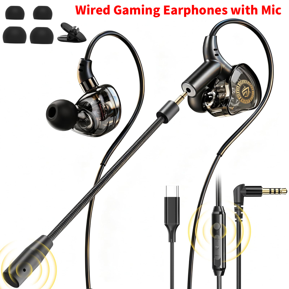 Type C Wired Earphones With Mic - Auricolari da gaming con cavo da